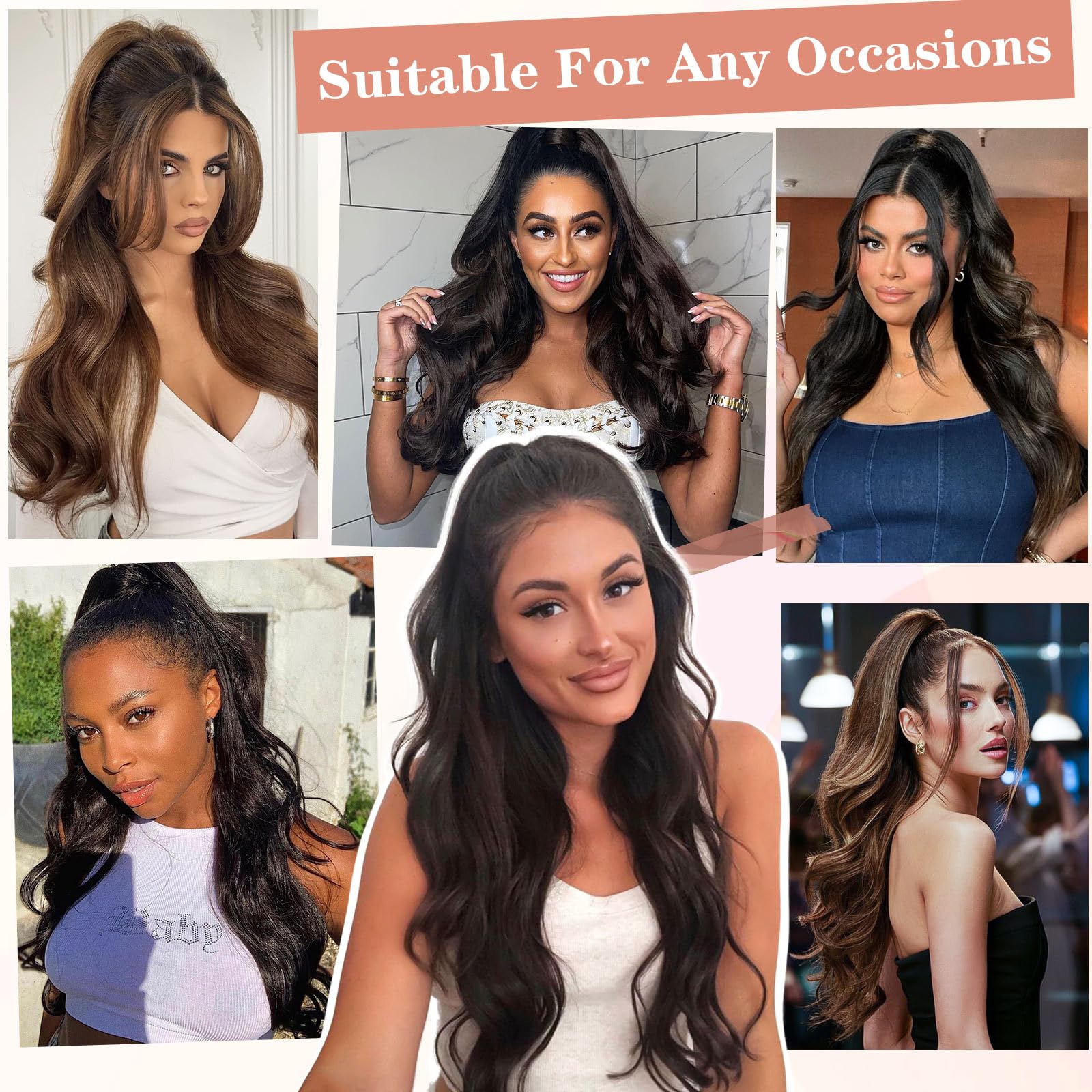 BOGSEA ponytail for parties and sports events adds volume.
