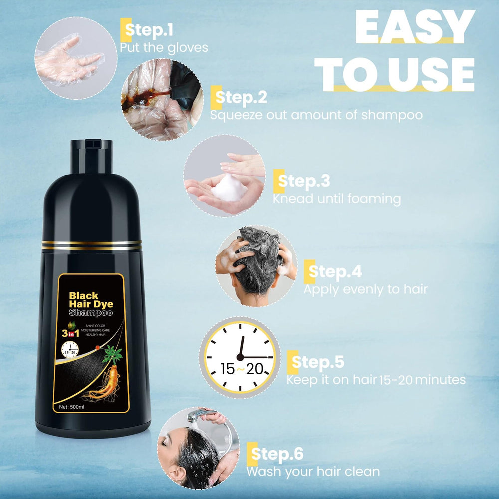 BOJICA Black Hair Dye Shampoo offers a 3-in-1 routine: color, shampoo, conditioner.