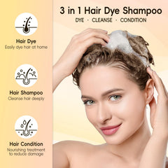 Close-up of BOJICA Hair Dye Shampoo gray coverage demonstrating color results