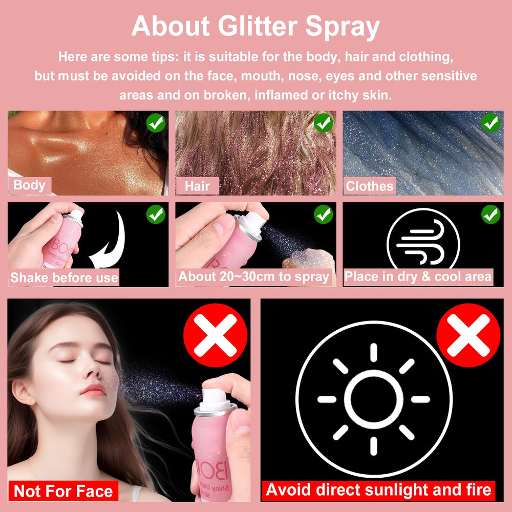 Boko Clothes Glitter Spray creates a sparkling finish on outfits and costumes.
