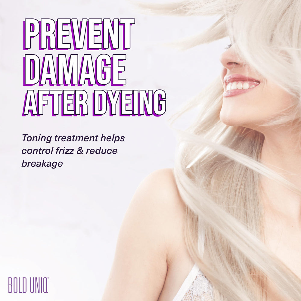Bold Uniq Purple Hair Mask with coconut and marula oils for hydration.