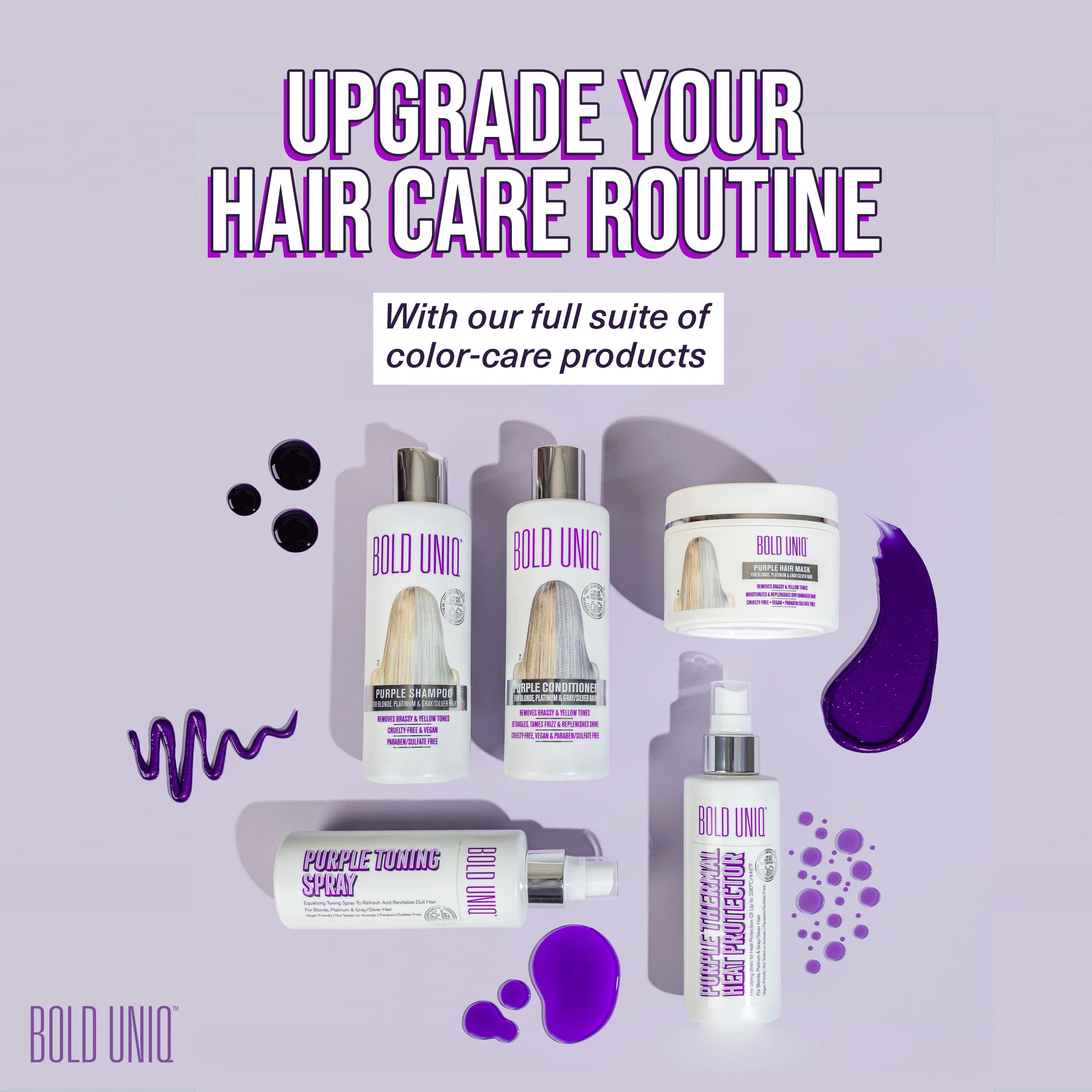 Bold Uniq Purple Hair Mask salon-finish look after using.