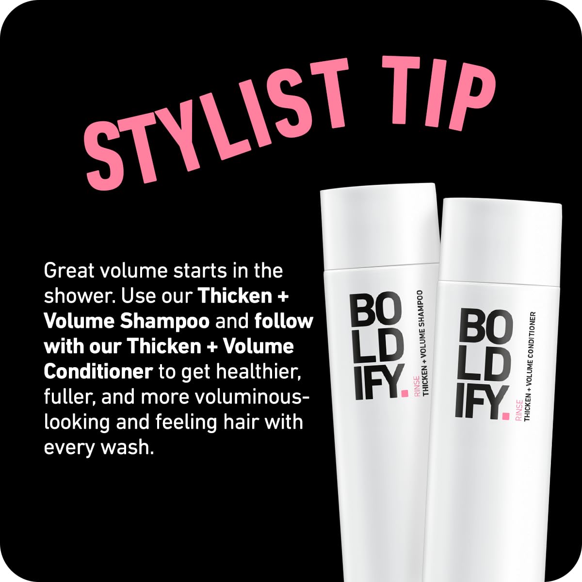 Boldify Dry Texture Spray delivers easy styling without stiffness all day.