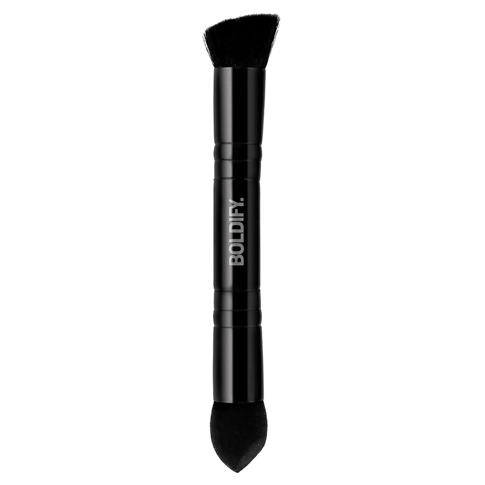 Boldify dual-ended hairline powder brush front view shows precise blending capability