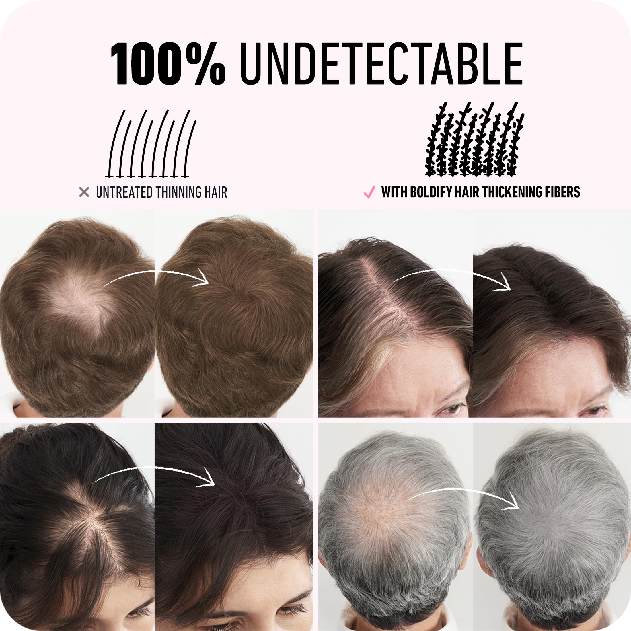 Boldify Fibras para cabello: envase libre de crueldad y costo razonable.