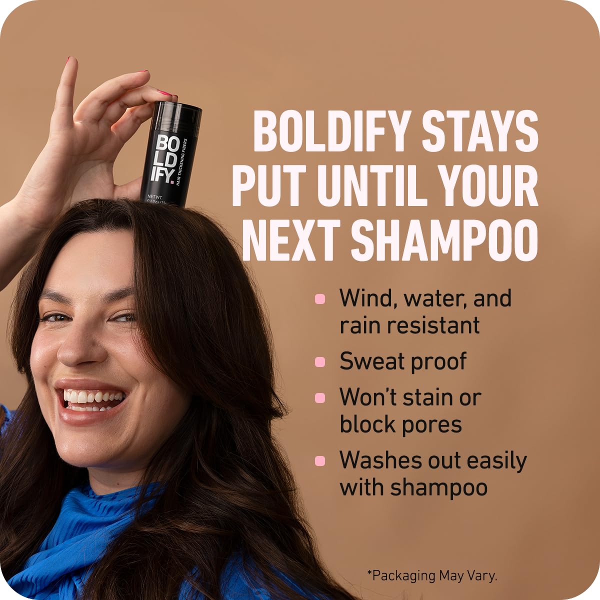 Boldify Fibras para cabello: fijación duradera para todo el día.