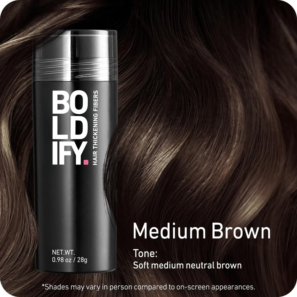 Boldify Hair Fibers being applied to thinning area for instant fuller look