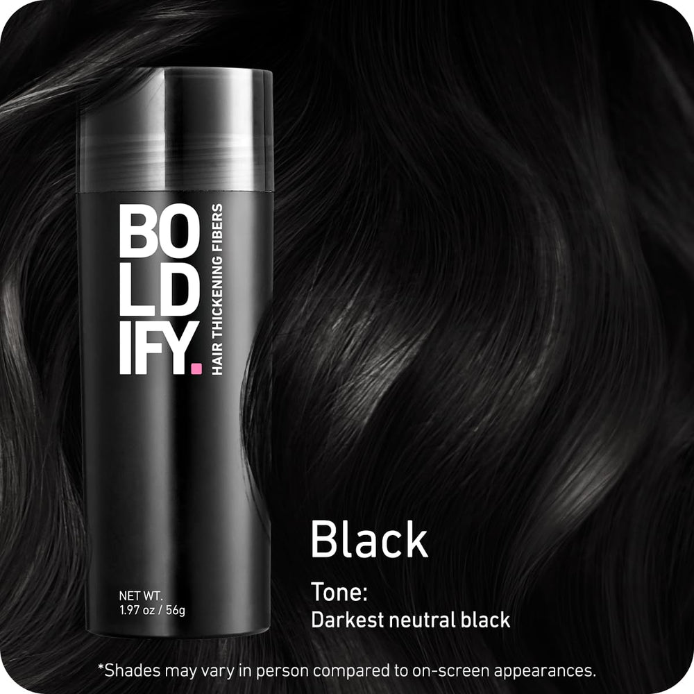 Boldify Hair Fibers application overview shows quick, natural-looking coverage.