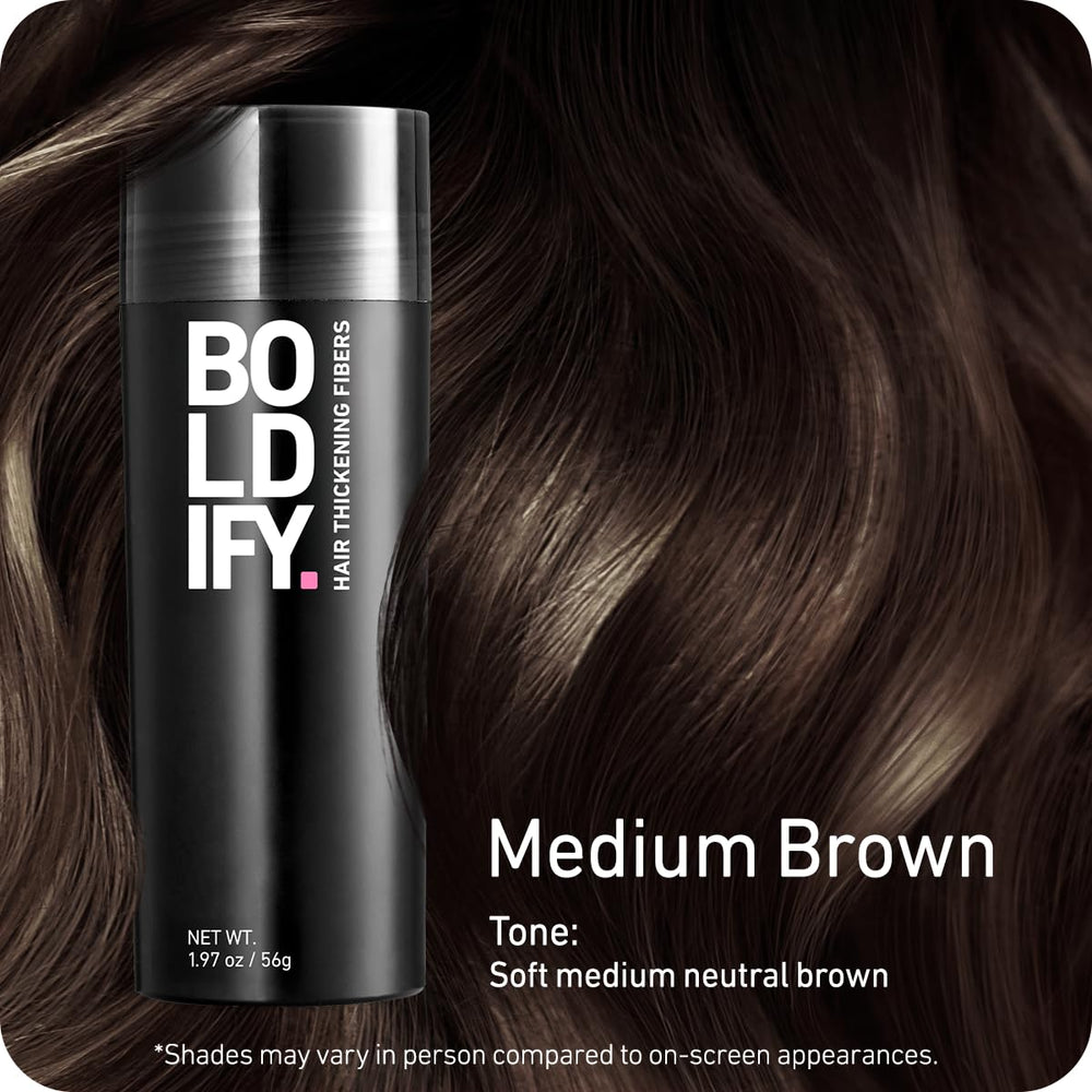 Boldify Hair Fibers being applied to the crown for quick density.