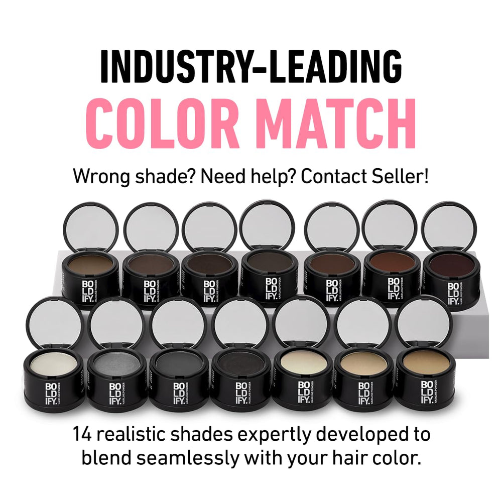 Boldify Hairline Powder applied to the hairline delivers natural-looking root touch-up