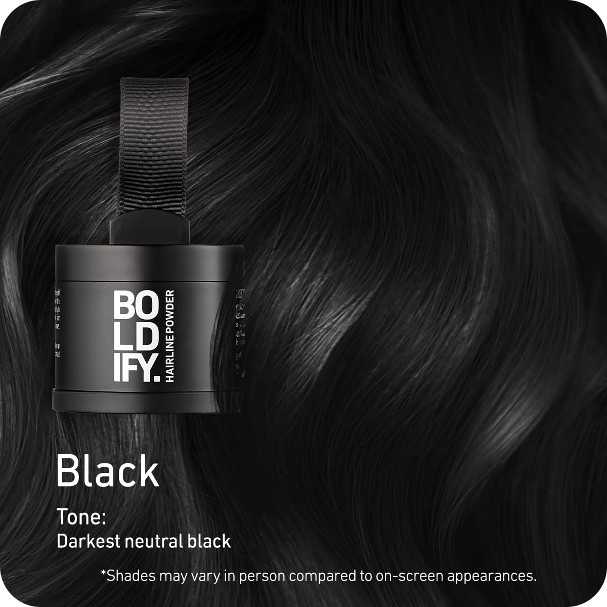 Boldify Hairline Powder application dabber enables precise root touch-ups