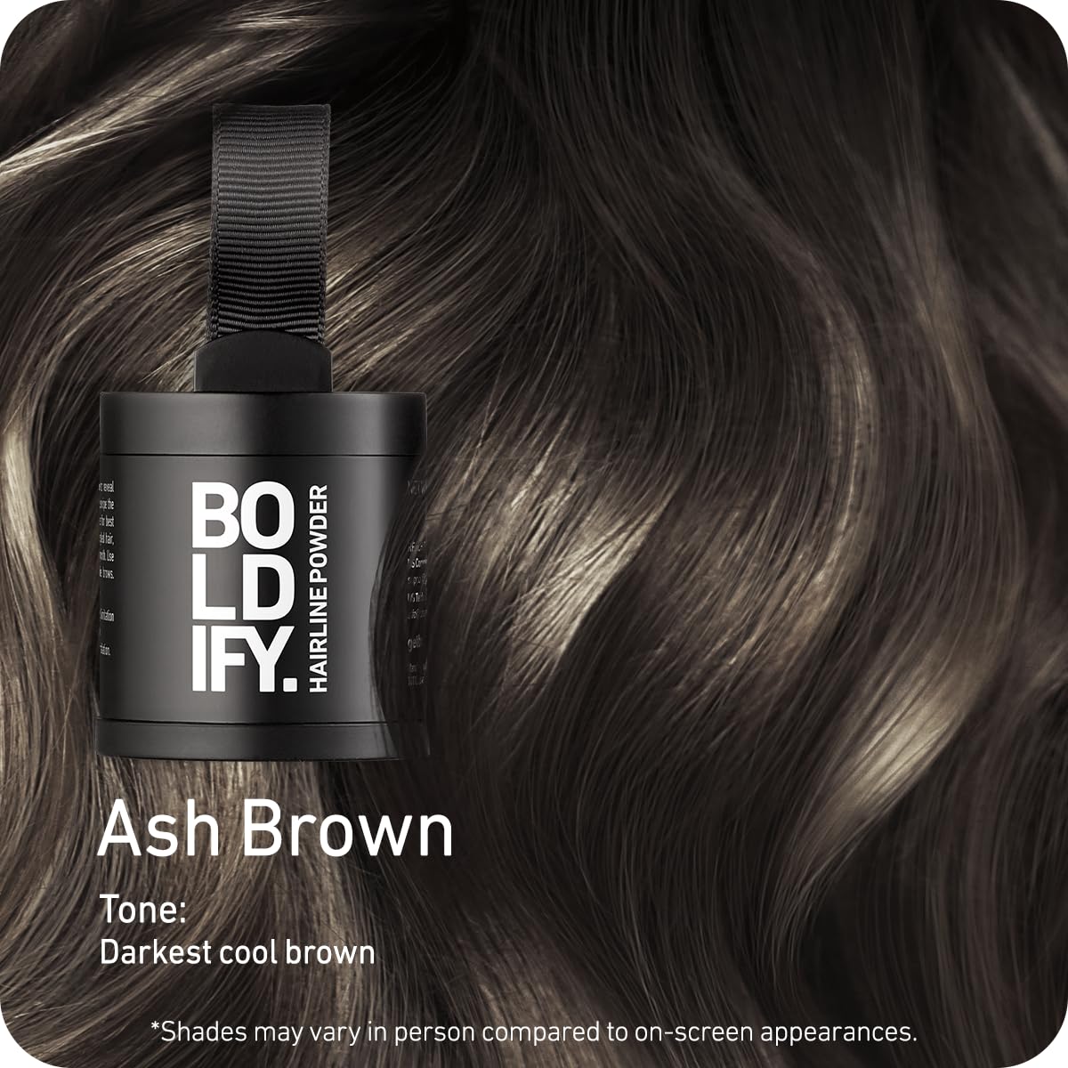 Boldify Hairline Powder application shows smooth precise root touch up