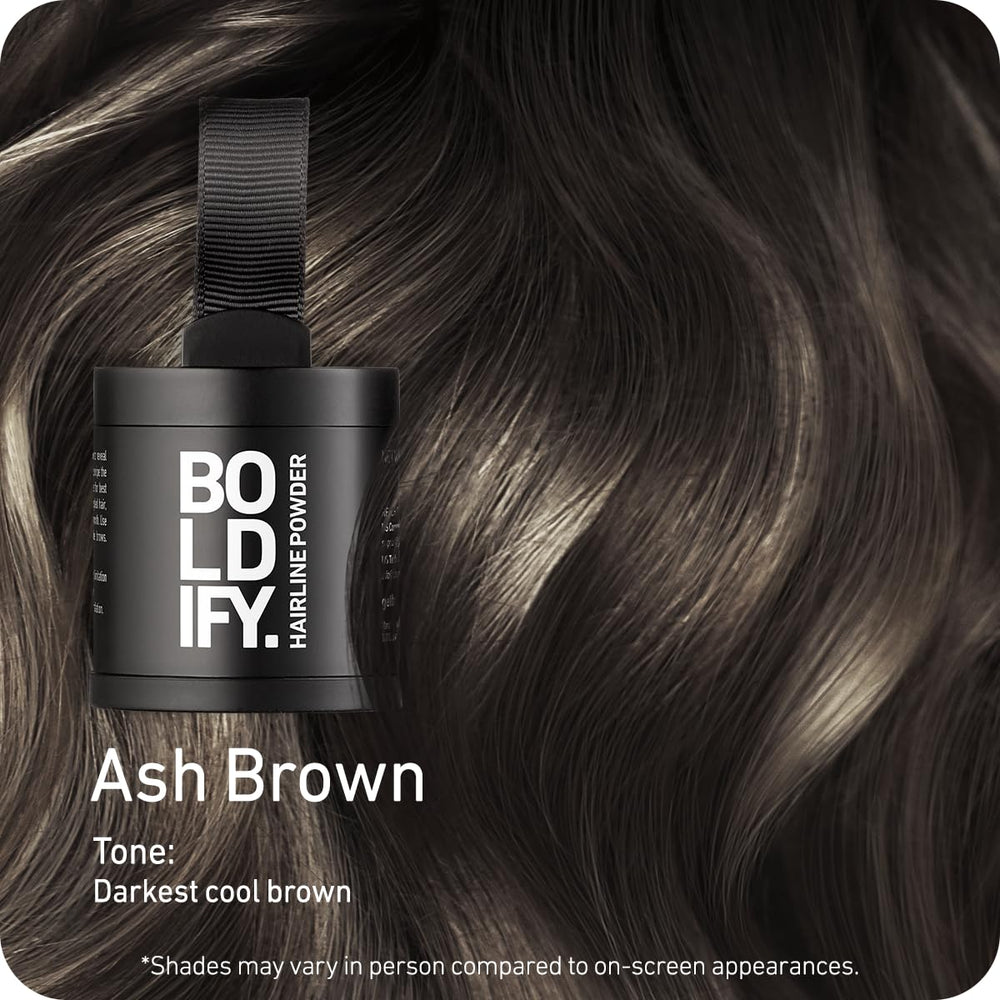 Boldify Hairline Powder application shows smooth precise root touch up