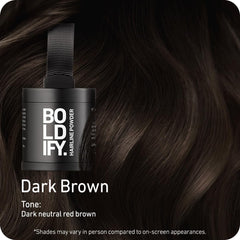 Boldify Hairline Powder applicator demonstrates smooth, mess-free root touch-up.