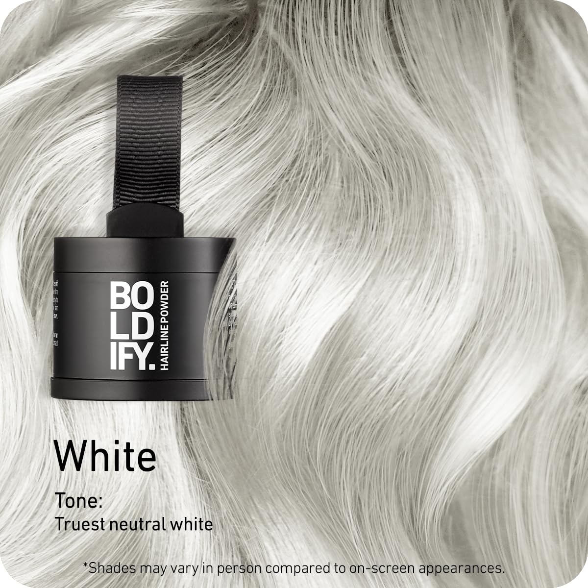 Boldify Hairline Powder applicator dab shows precise coverage on thinning areas.
