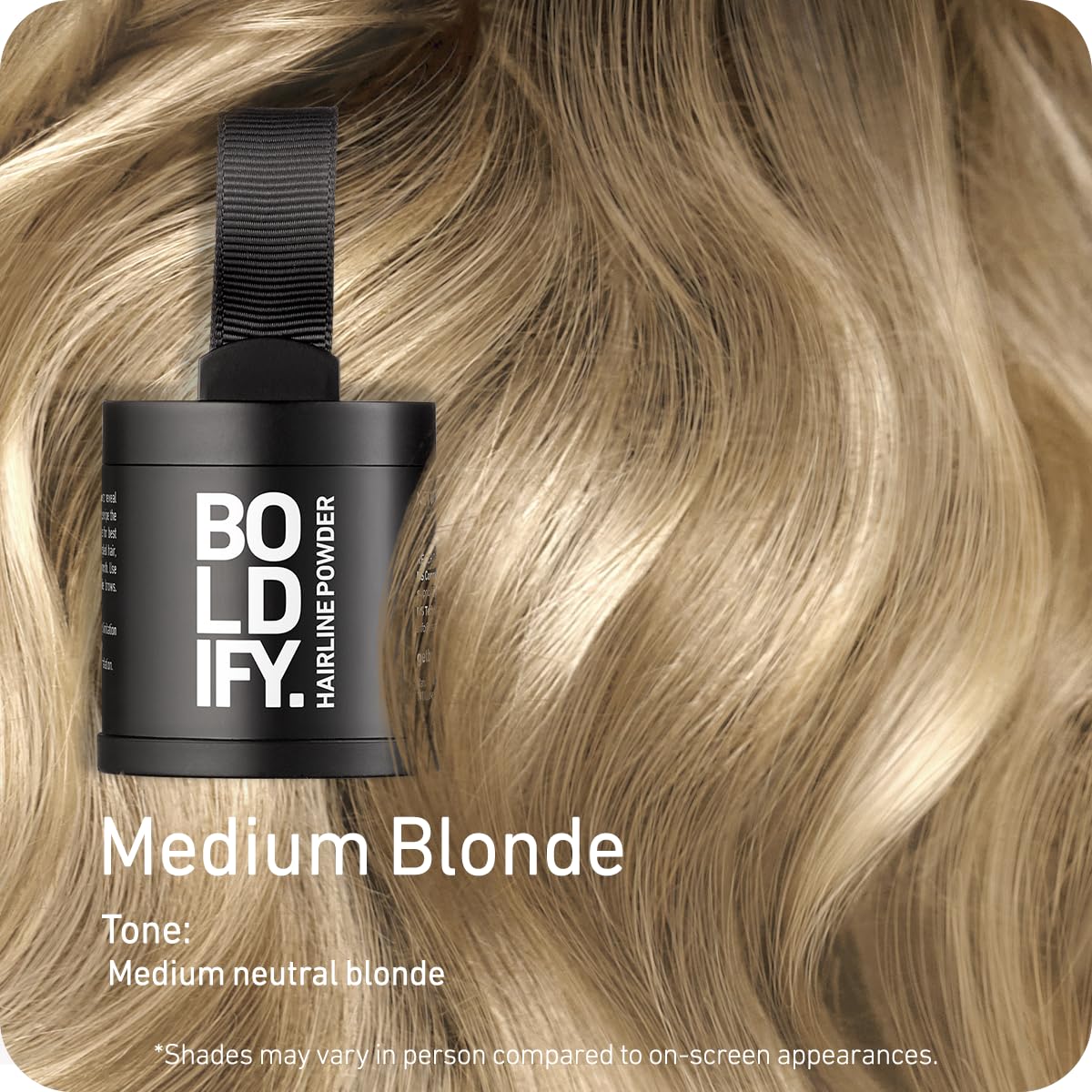 Boldify Hairline Powder bottle shown for on-the-go touch-ups and long wear