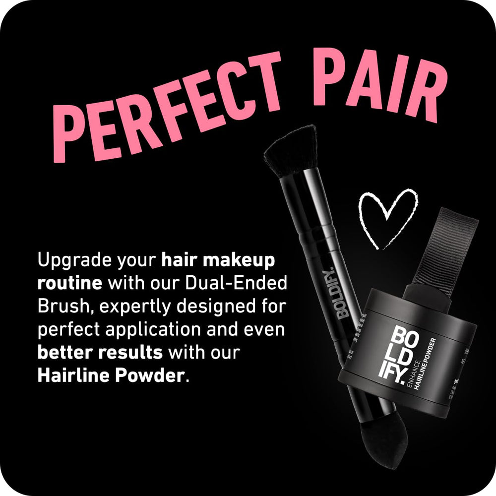 Boldify hairline powder brush root-contour application for precise coverage