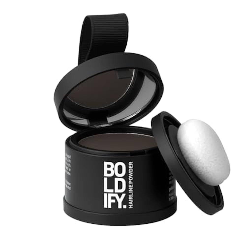 Boldify Hairline Powder compact in Ash Brown for quick root touch ups.