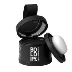 Boldify Hairline Powder compact demonstrates portable coverage for grey roots