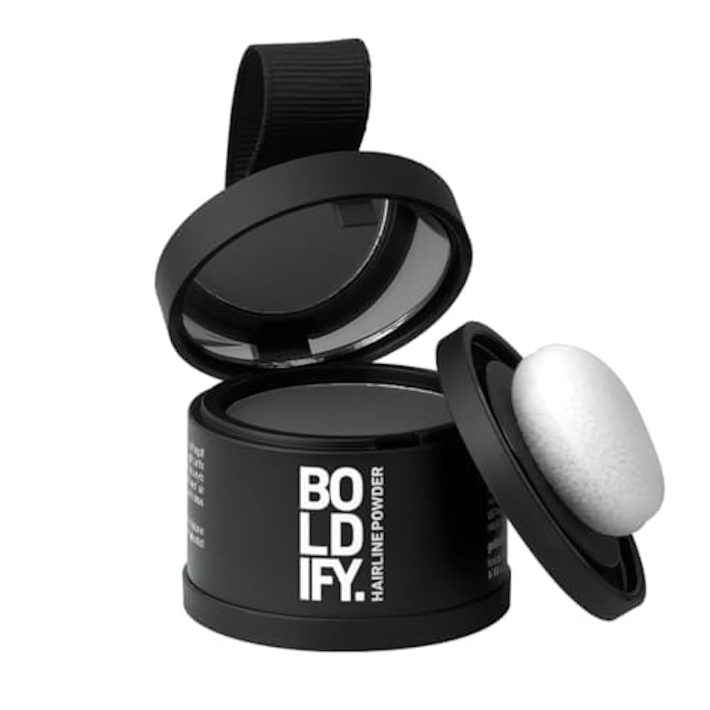 Boldify Hairline Powder compact-application for natural dark gray root touch-ups