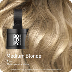 Boldify Hairline Powder applied for natural gray coverage between salon visits.