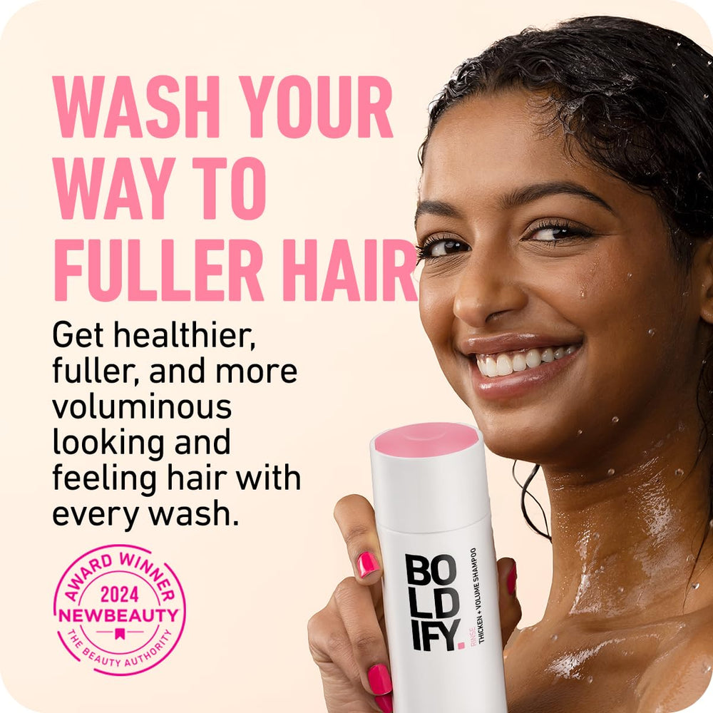 Boldify Champú Engrosador: mezcla de ingredientes clave para fortalecimiento.
