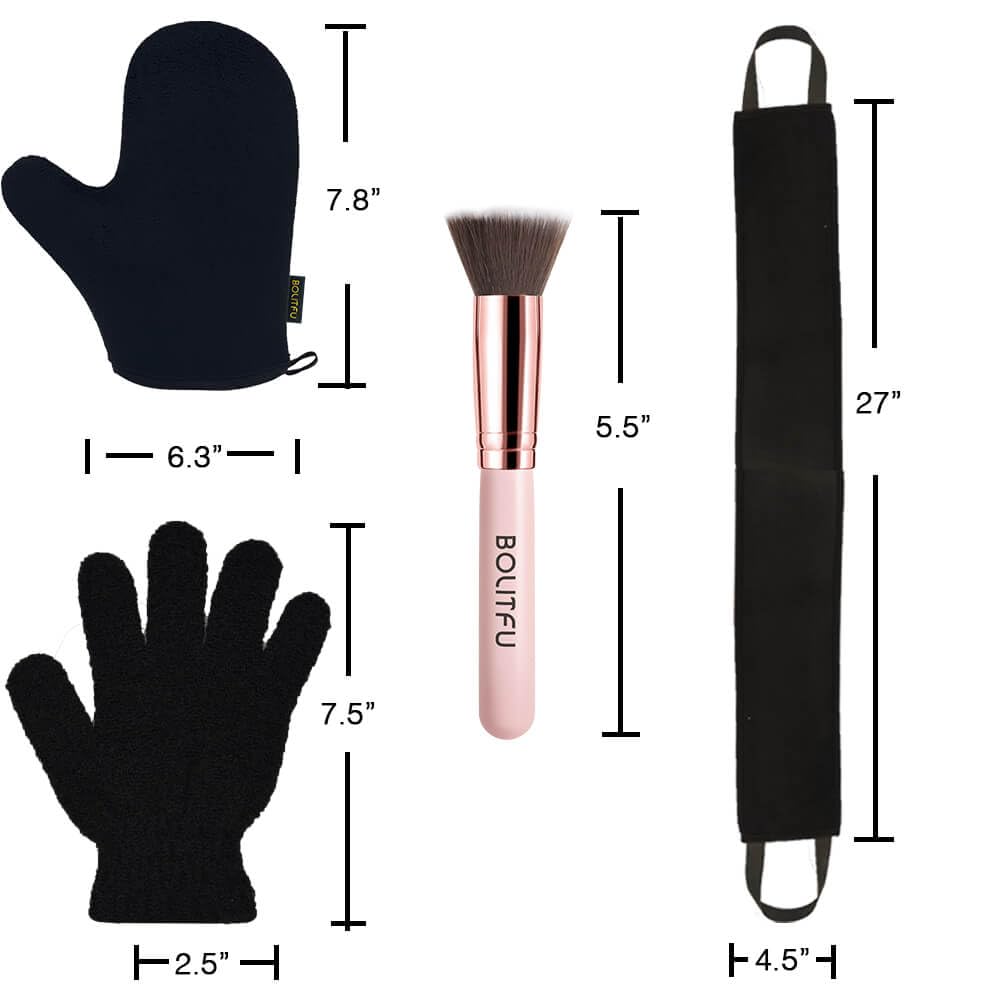 Kit Bolitfu de cuatro piezas para bronceado, todo lo necesario para aplicar.