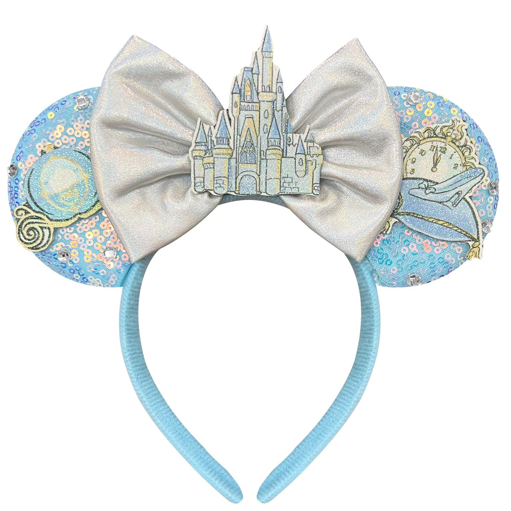 Bolonar diadema orejas de ratón azules con lentejuelas, perfecto para parque y fiestas