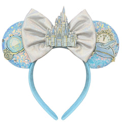 Bolonar diadema orejas de ratón azules con lentejuelas, perfecto para parque y fiestas