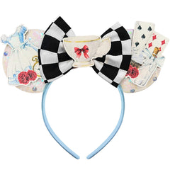 Diadema Bolonar orejas de ratón con cuadros brillantes, ideal para fiestas y disfraz