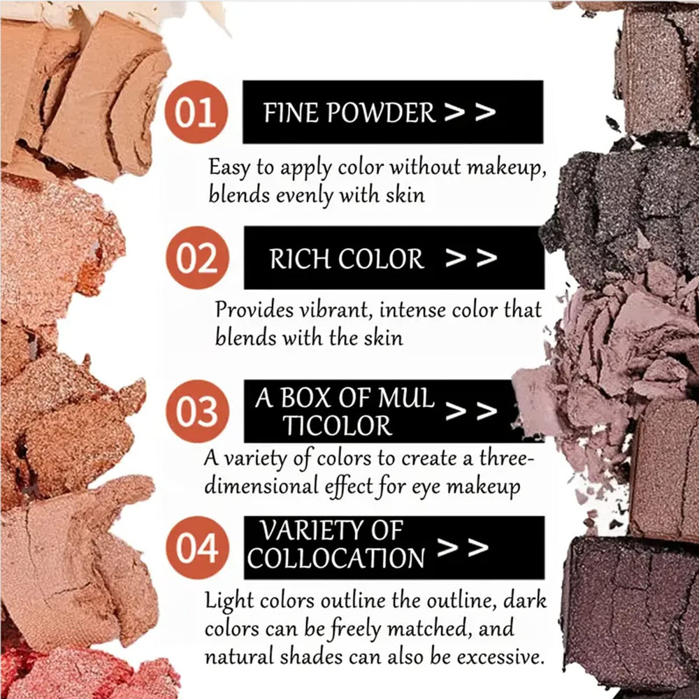BOLOPER 12-color nude eyeshadow palette waterproof finish resists smudging for long wear.