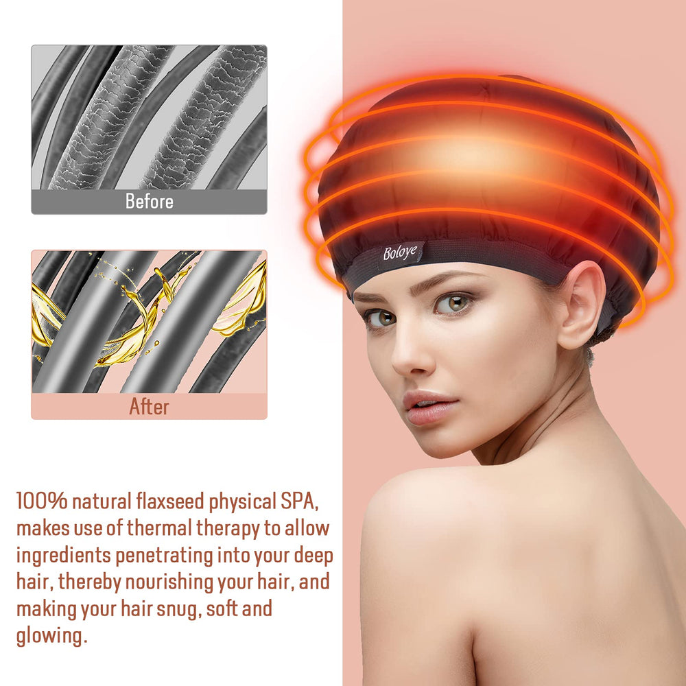 Boloye flaxseed heat cap universal fit with elastic edge for larger heads