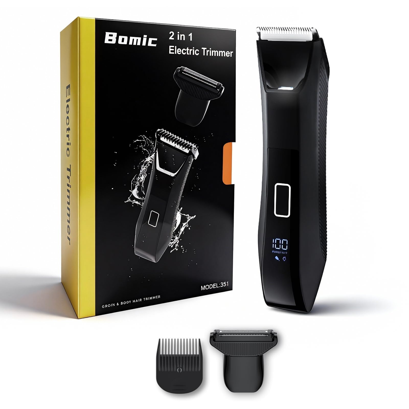 Bomic Manscaper dual-head trimmer close-up for precise, irritation-free body grooming.