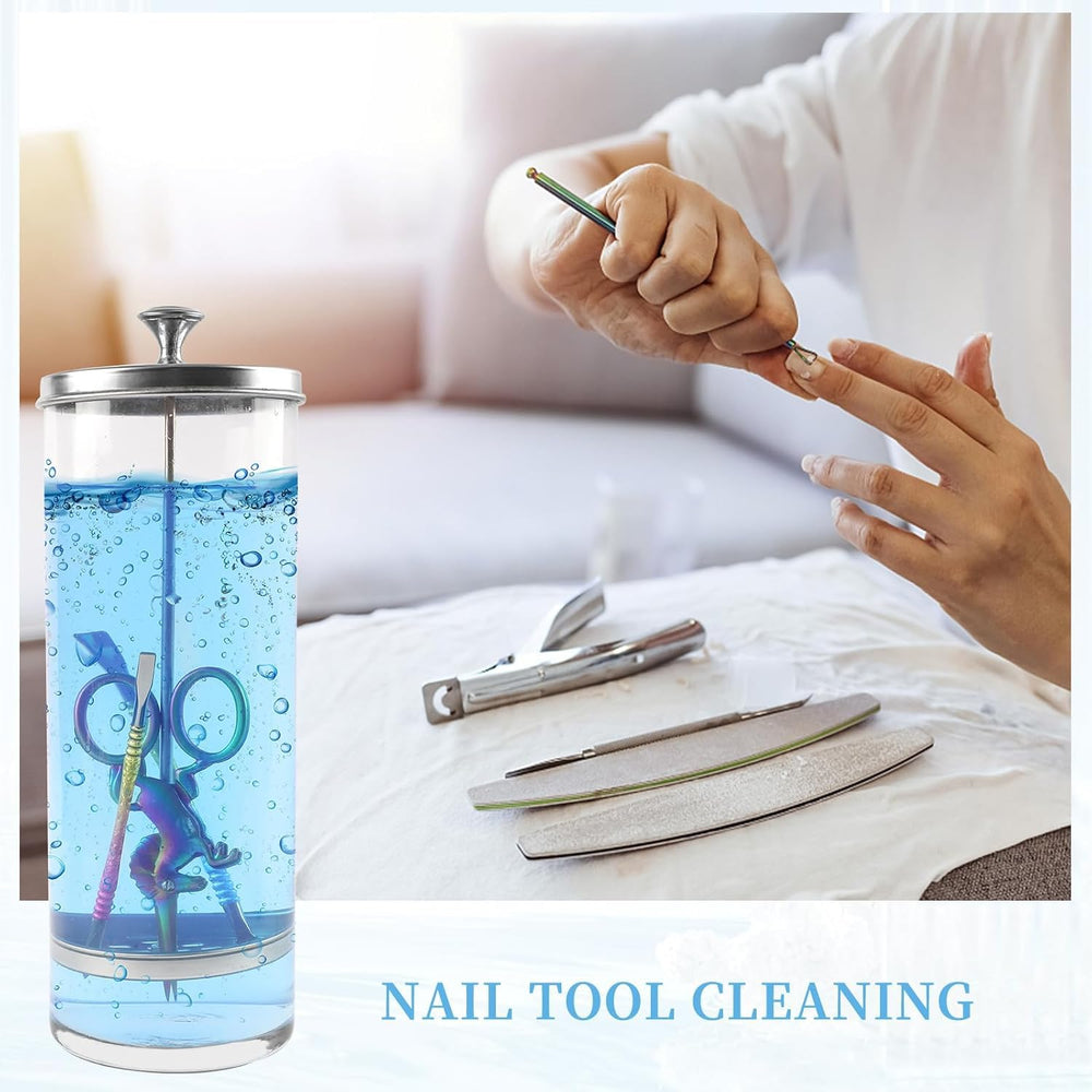 BOMOQING barber jar with lifting tray streamlines removing tools after cleaning.