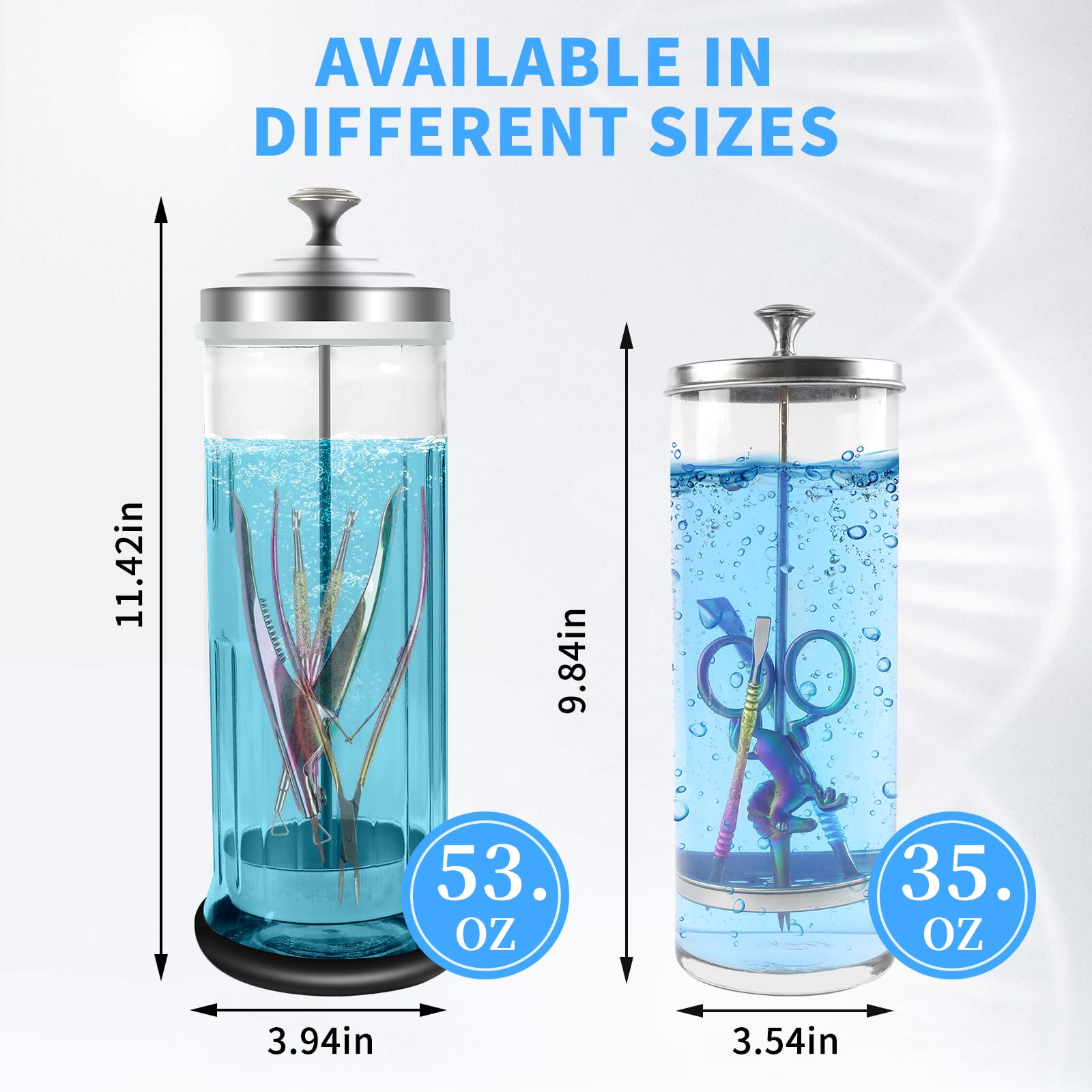 BOMOQING barbicide jar 1250 ml capacity for extended disinfection sessions.