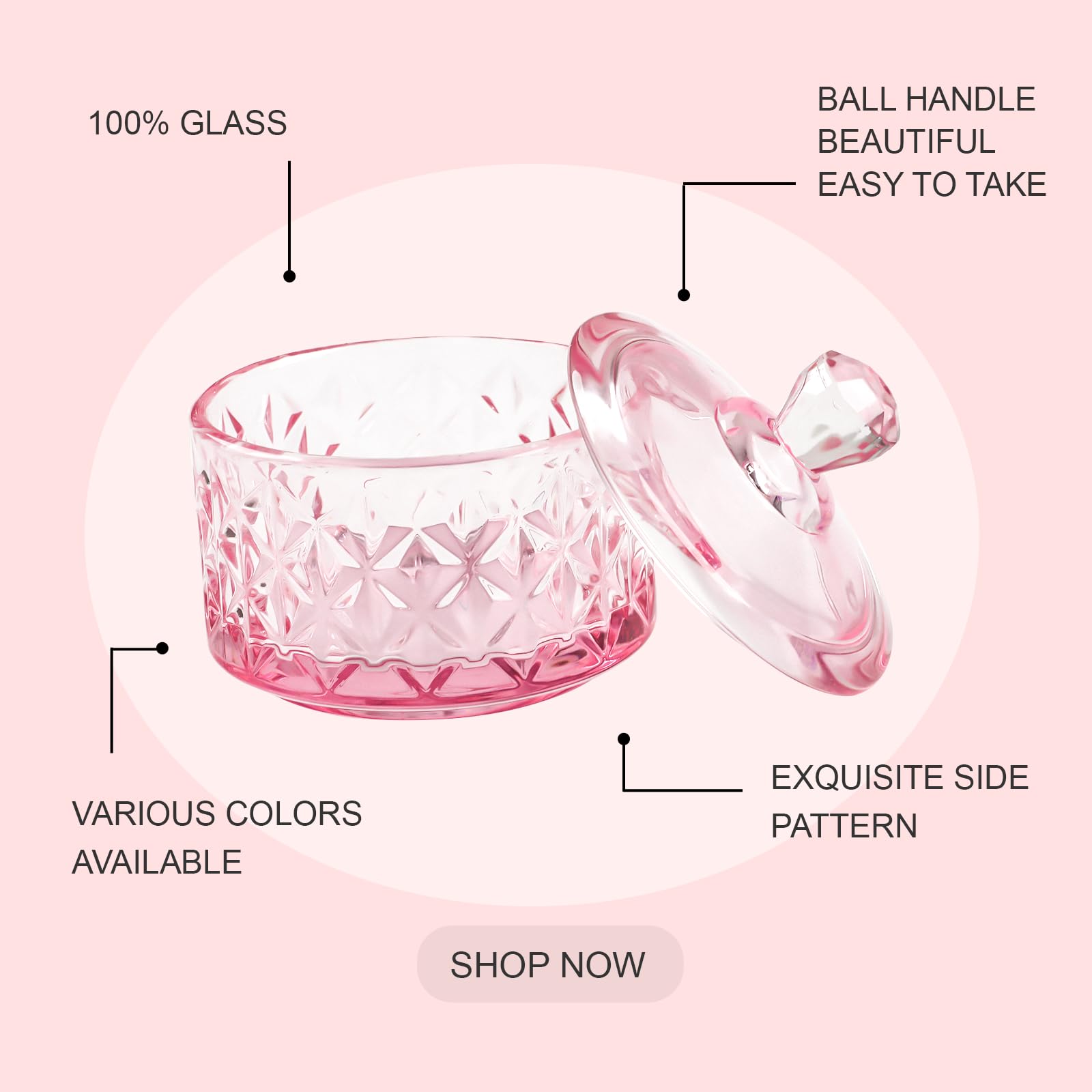 BOMOQING Nail Dappen Dish diamond non-slip base for stable placement.
