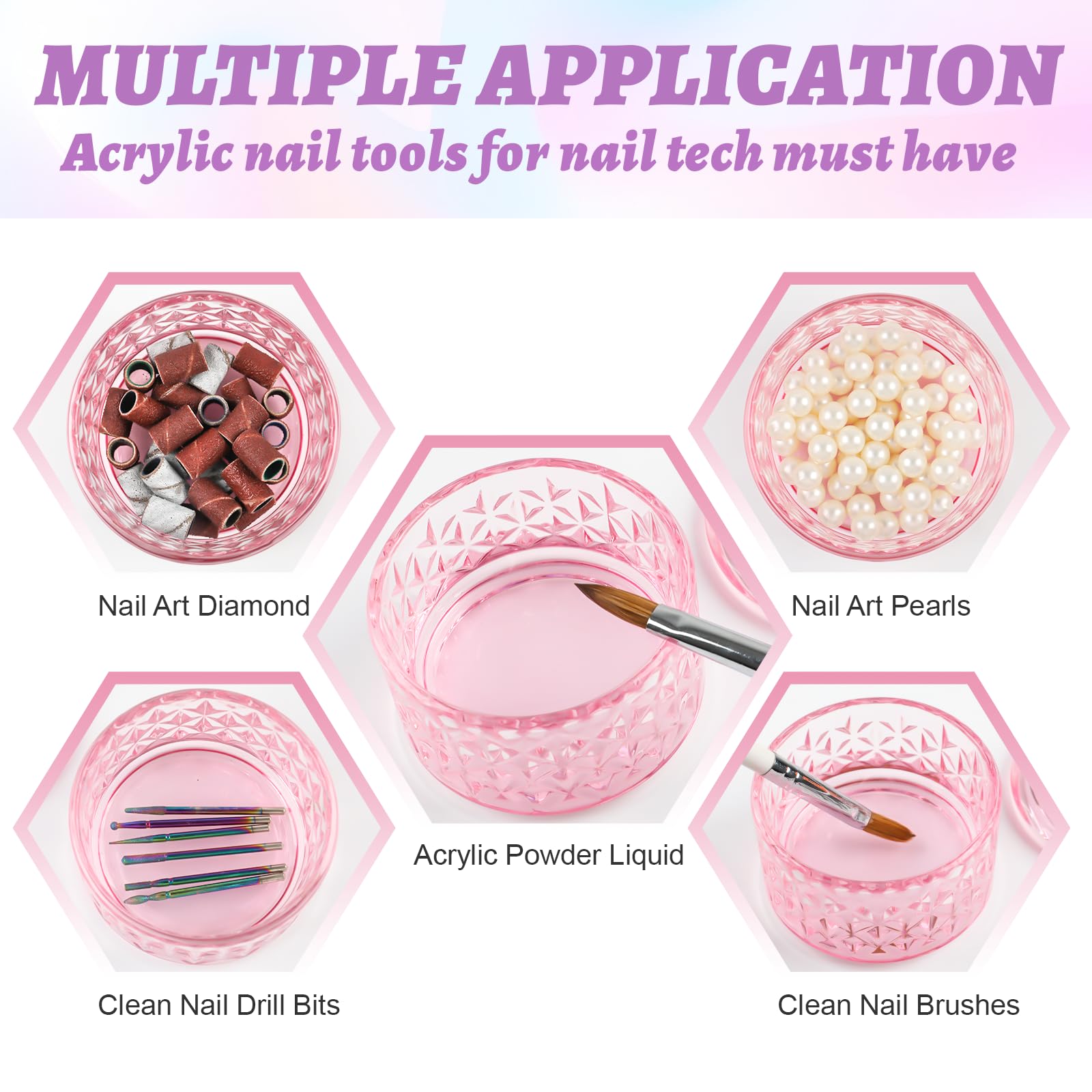 BOMOQING Nail Dappen Dish measures 6.5 x 6.5 x 7 cm for compact storage.