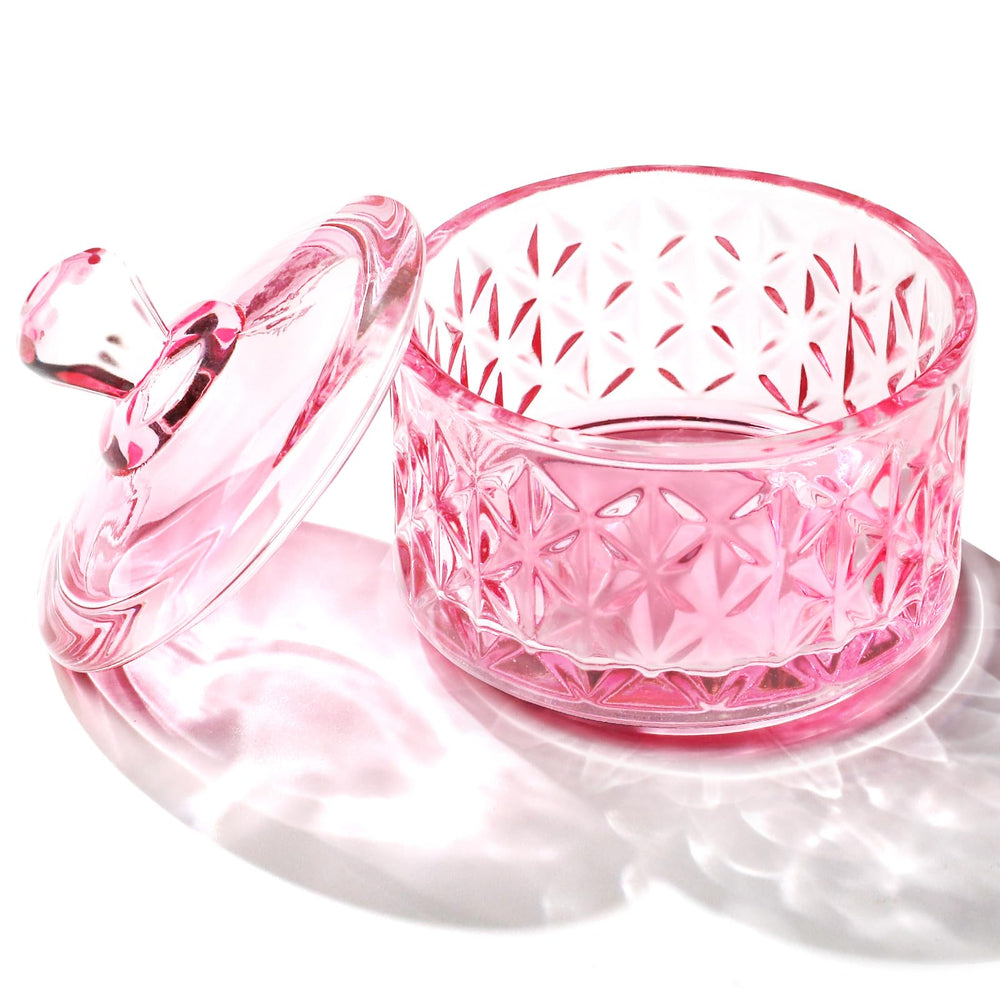 BOMOQING Nail Dappen Dish with Lid in pink, keeps liquids contained for acrylics.