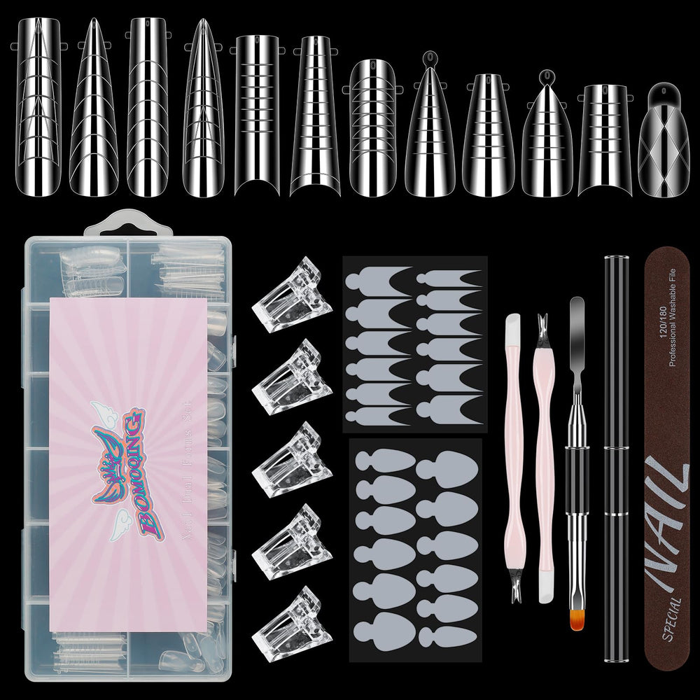 BOMOQING nail dual forms showcase 12 styles for versatile extensions.