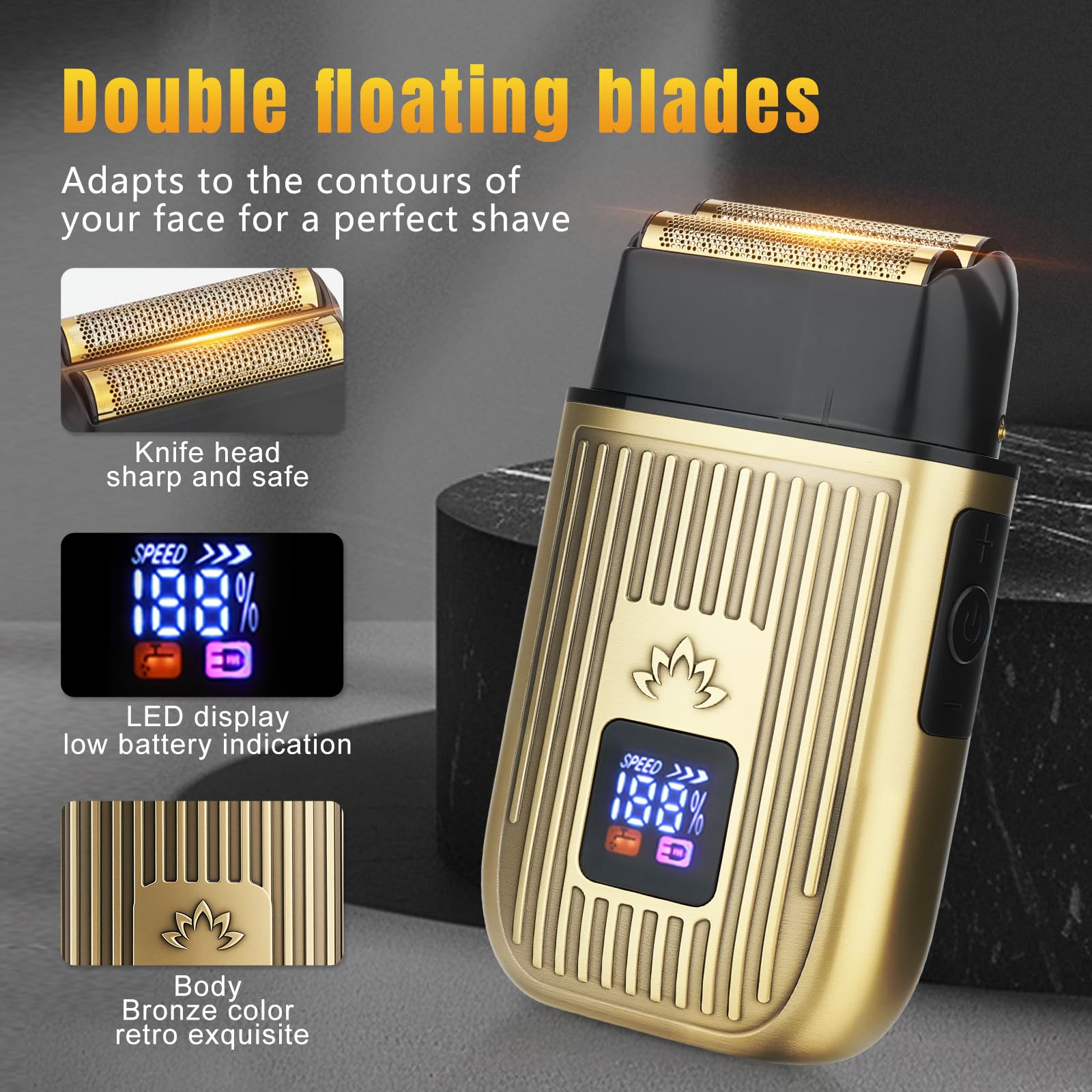 Bomxin foil shaver with floating head for a close shave on thick hair