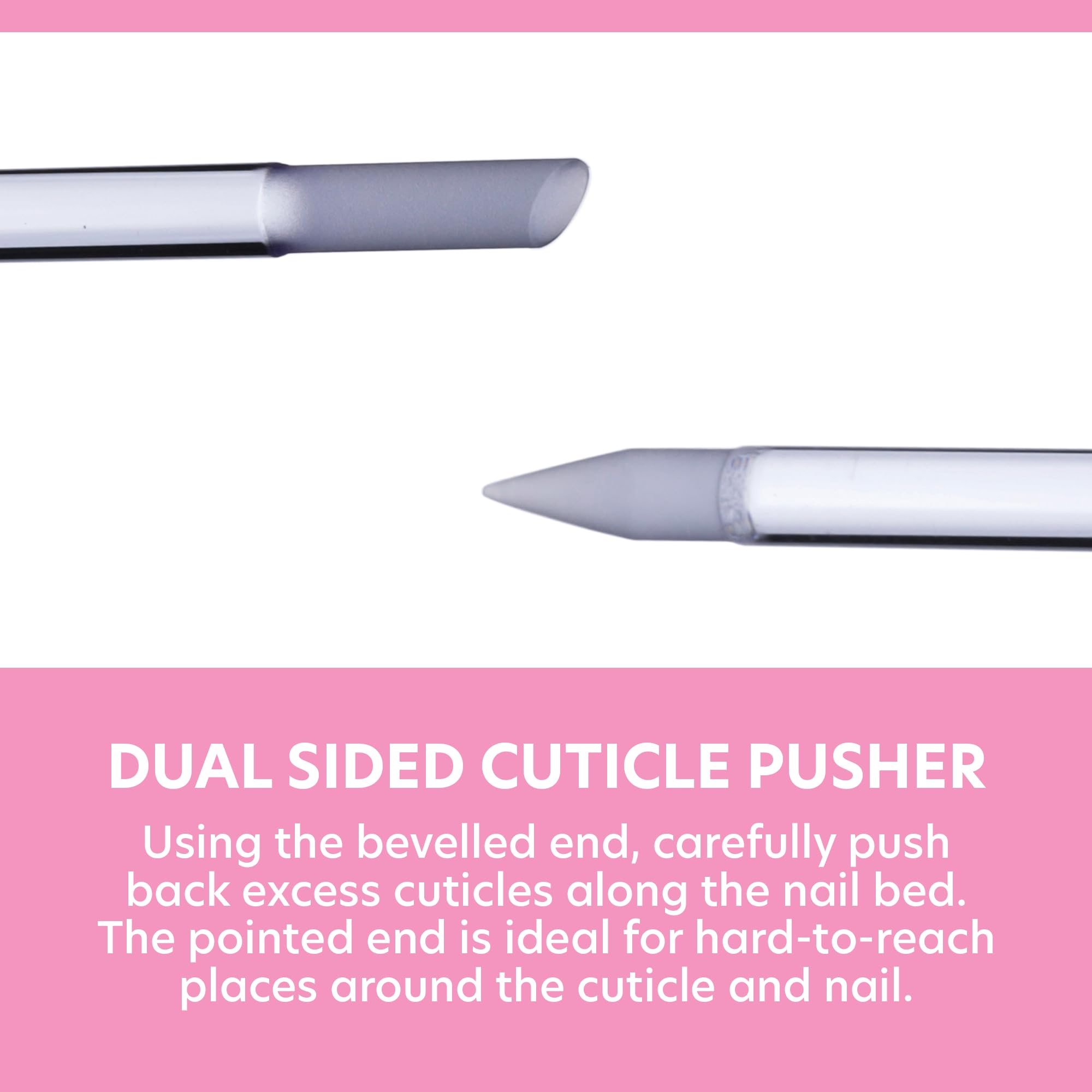 Bona Fide Beauty dual-sided cuticle tool offers precision cleaning around nails.
