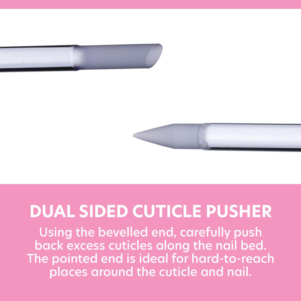 Bona Fide Beauty dual-sided cuticle tool offers precision cleaning around nails.