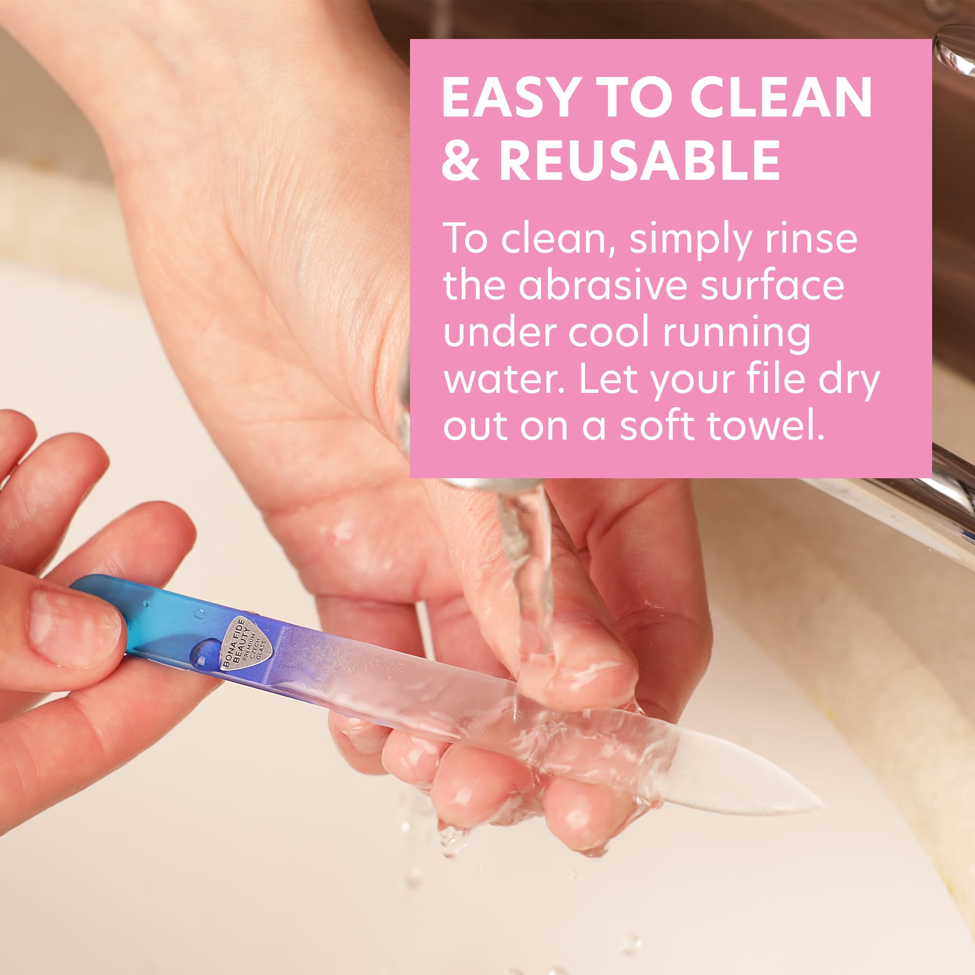 Bona Fide Beauty EU crafted glass file for durable nail care