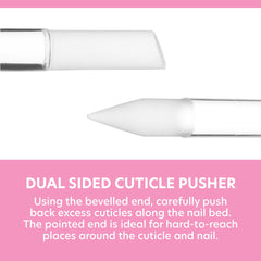 Bona Fide Beauty glass cuticle pusher pointed tip for hard-to-reach cleaning.