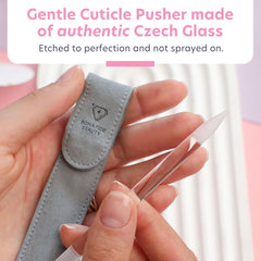 BONA FIDE BEAUTY glass cuticle pusher with slanted end for gentle cuticle push back