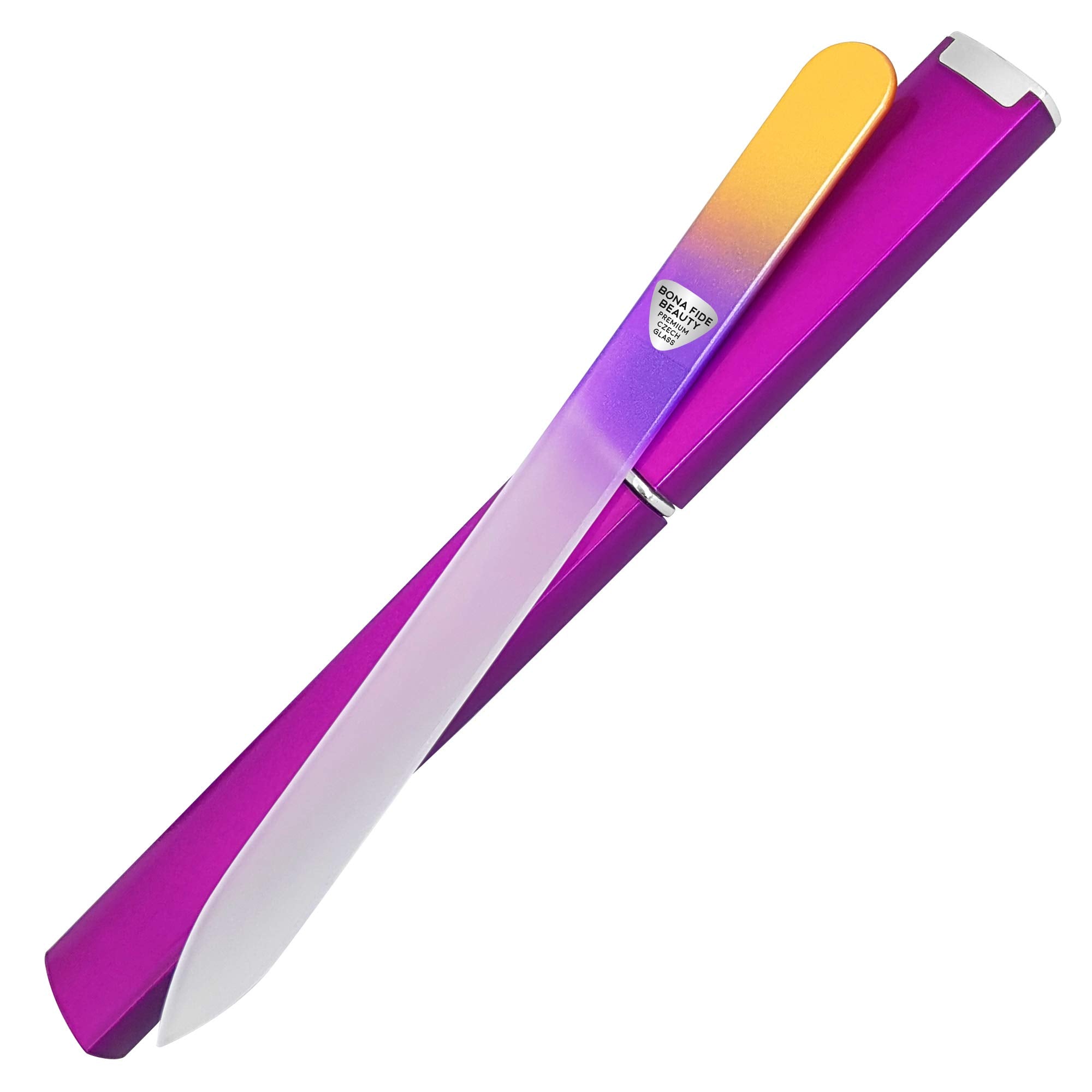 Bona Fide Beauty premium Czech glass fingernail file with case for precise shaping.