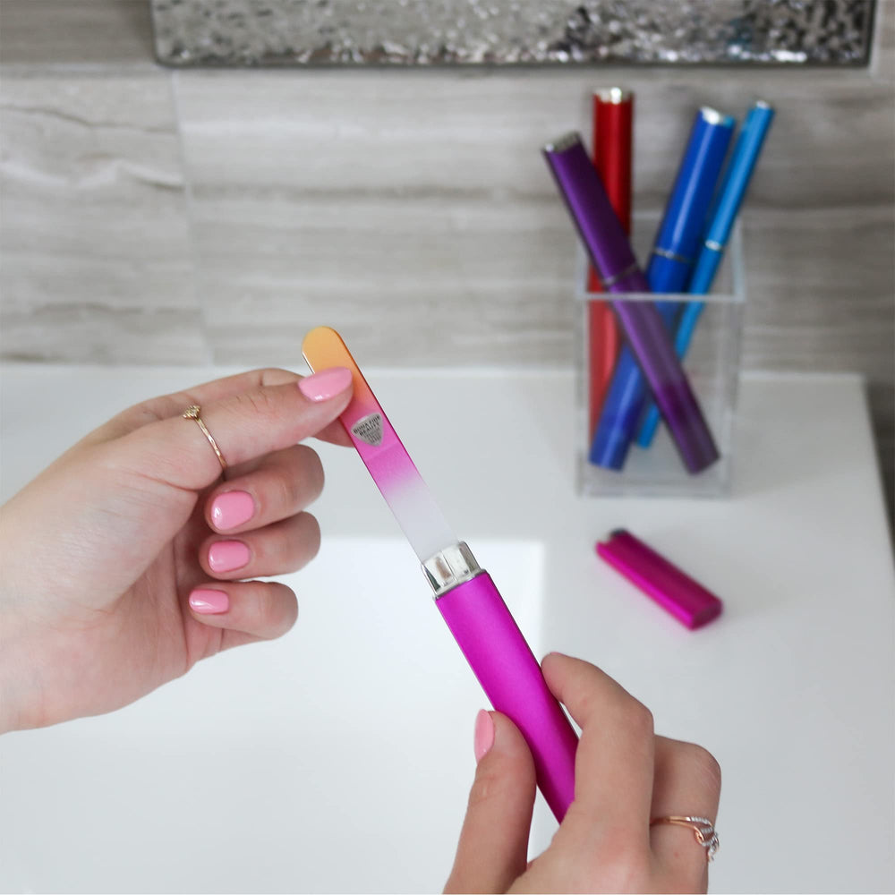 Five-pack set with hard cases keeps Bona Fide Beauty files organized at home.