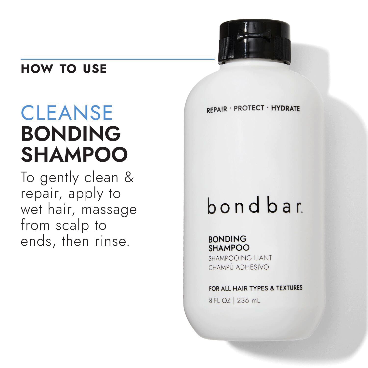 Bondbar Champú Reparador empaque sostenible, fácil de reciclar y transportar.