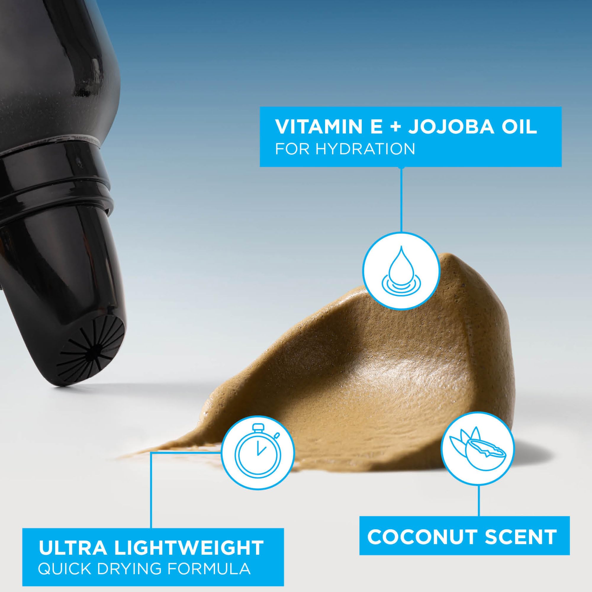 Aero foam being smoothly applied to skin for even coverage