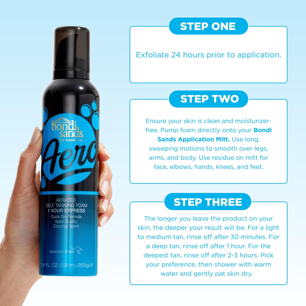Bondi Sands Aero packaging on shelf with premium branding.